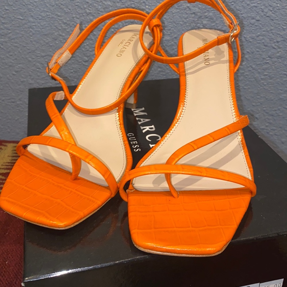 Strappy Faux-Croc Kitten Heel